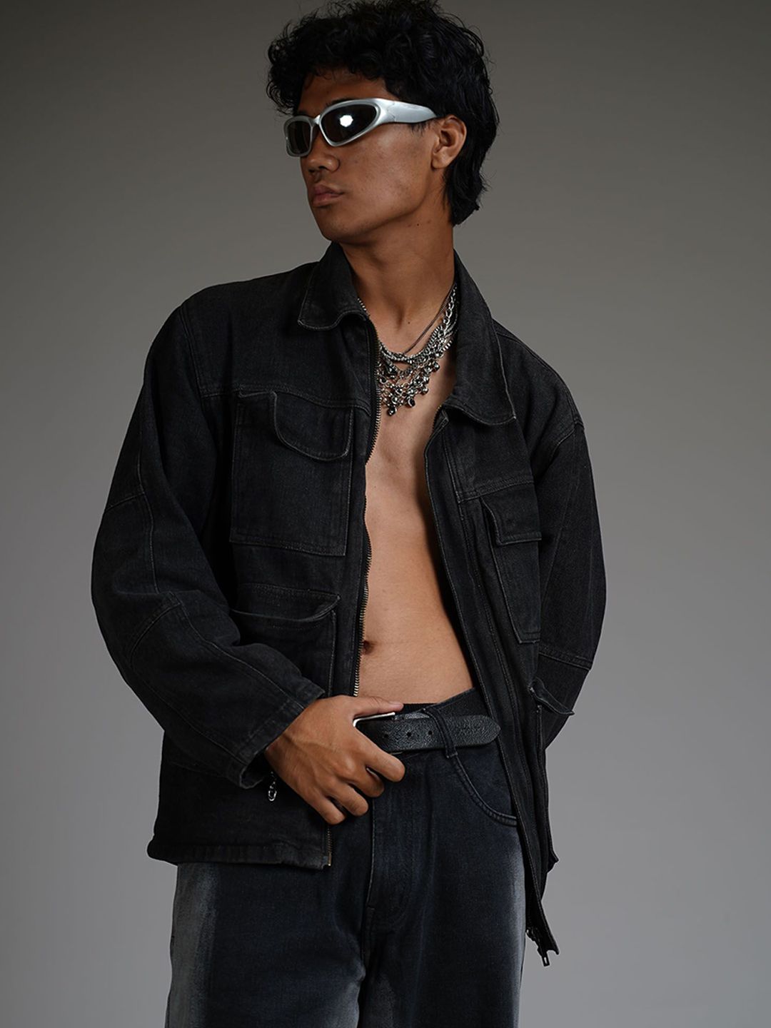 Buy WHAT THE FLEX CHARCOAL BLACK Unisex Graphic Embroidered Spread