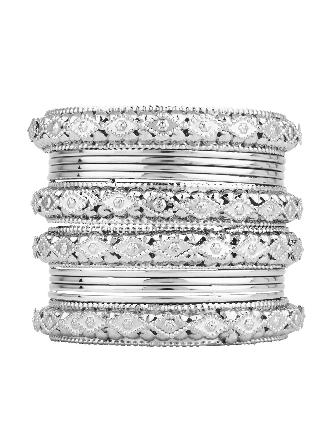 アクセサリー silver tone ethnic bangle Indian jewelry Buy I Jewels Set Of 12 Silver-Plated Navratri Ethnic Bangles