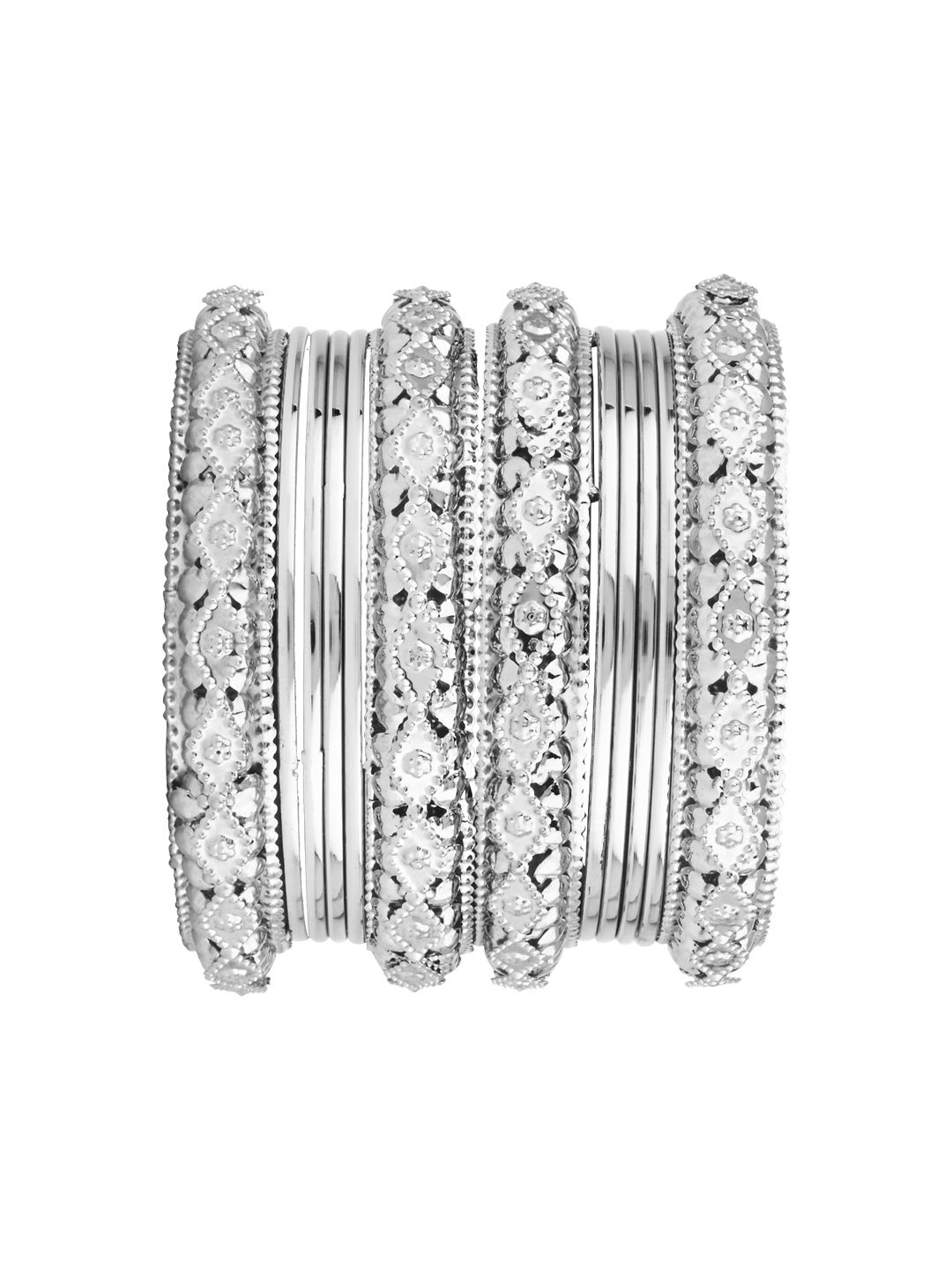 アクセサリー silver tone ethnic bangle Indian jewelry Buy I Jewels Set Of 12 Silver-Plated Navratri Ethnic Bangles