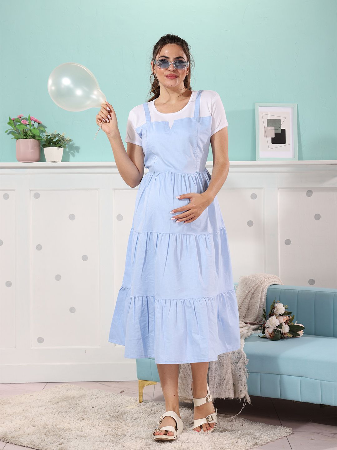 Buy EASY MOM Maternity Empire Midi Dress - Dresses for Women