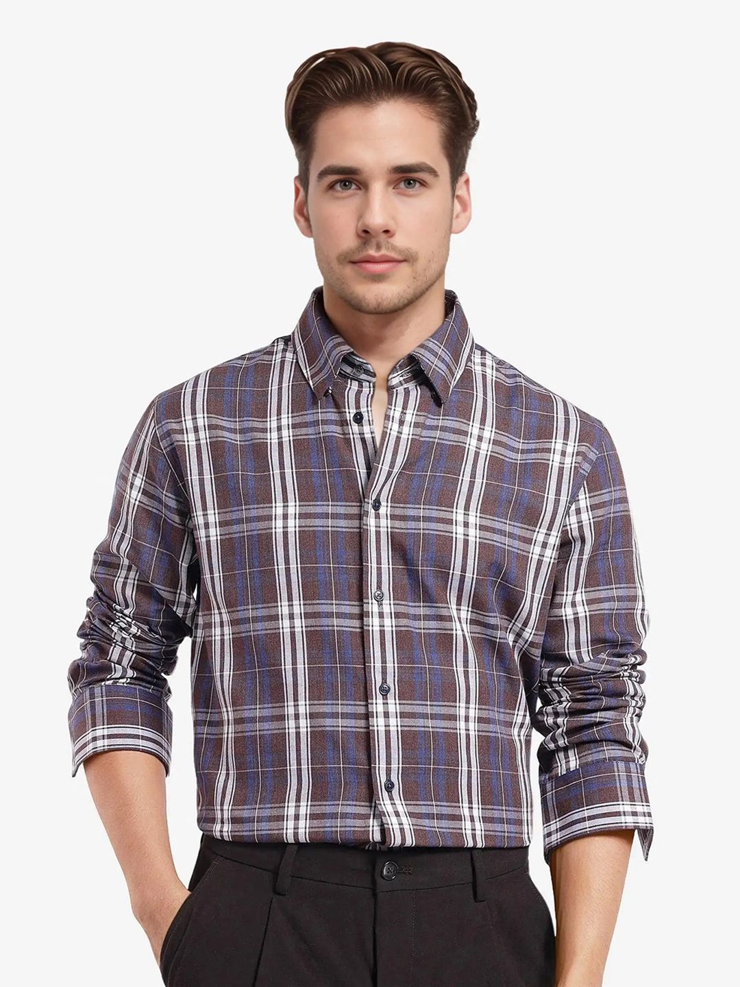 RARE RABBIT RARE RABBIT Men Comfort Spread Collar Checked Casual Shirt