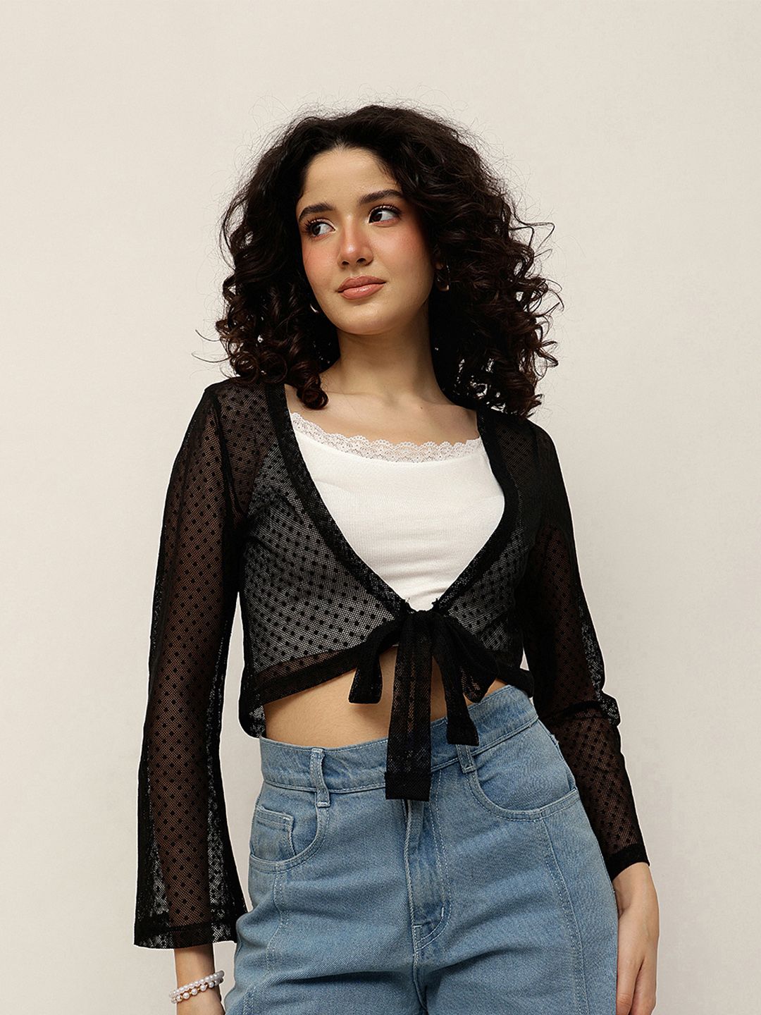 Espresso Women Tie-Up Shrug