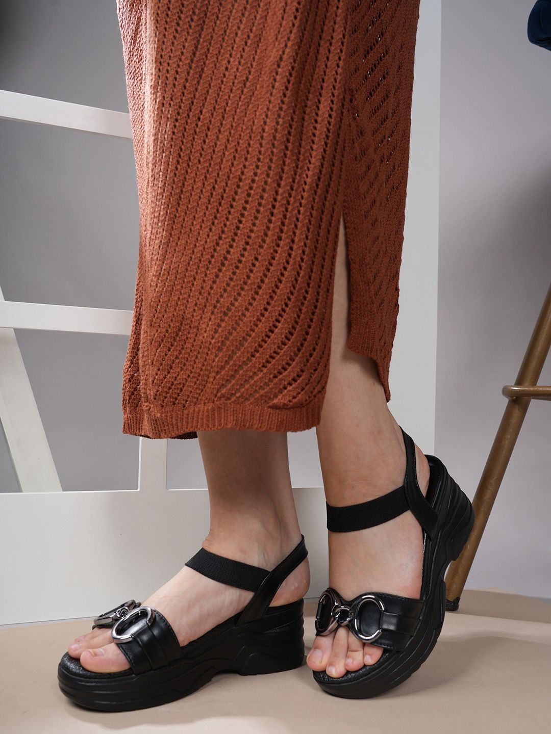 Mast & Harbour Women Textured Wedge Heel Sandals