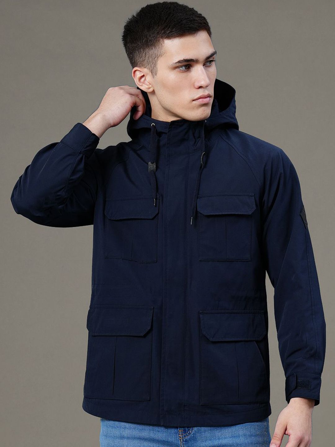 Red Tape Men Solid Hooded Jacket