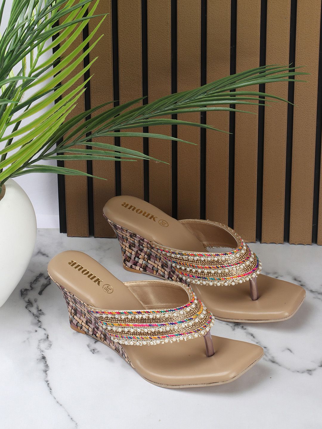 Anouk Embellished Wedge Sandals