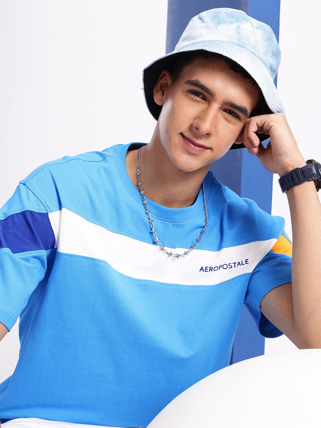 Aeropostale Drop-Shoulder Sleeves Relaxed Fit Pure Cotton T-shirt
