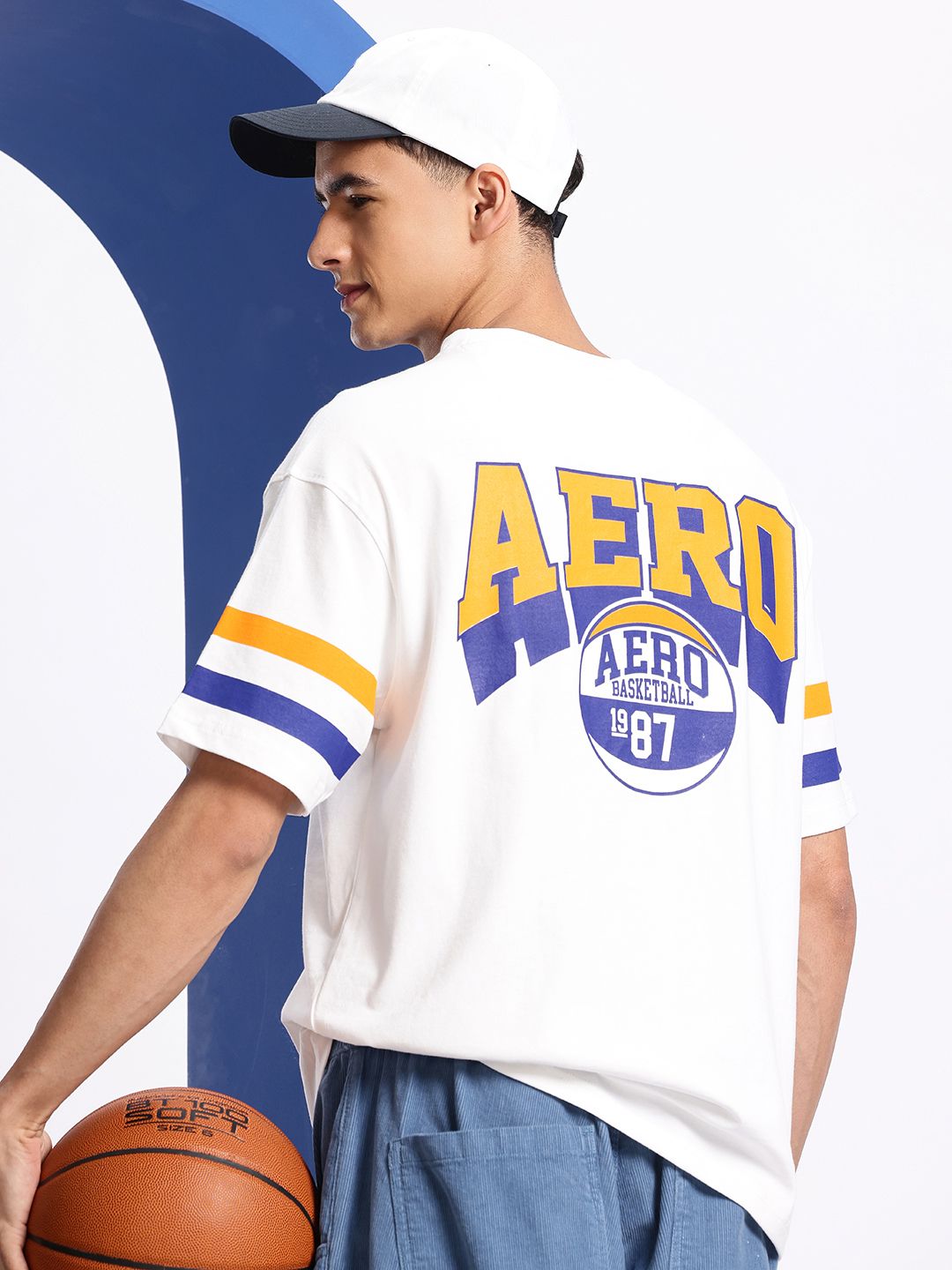 Aeropostale Brand Logo Printed Drop-Shoulder Sleeves Oversized Pure Cotton T-shirt