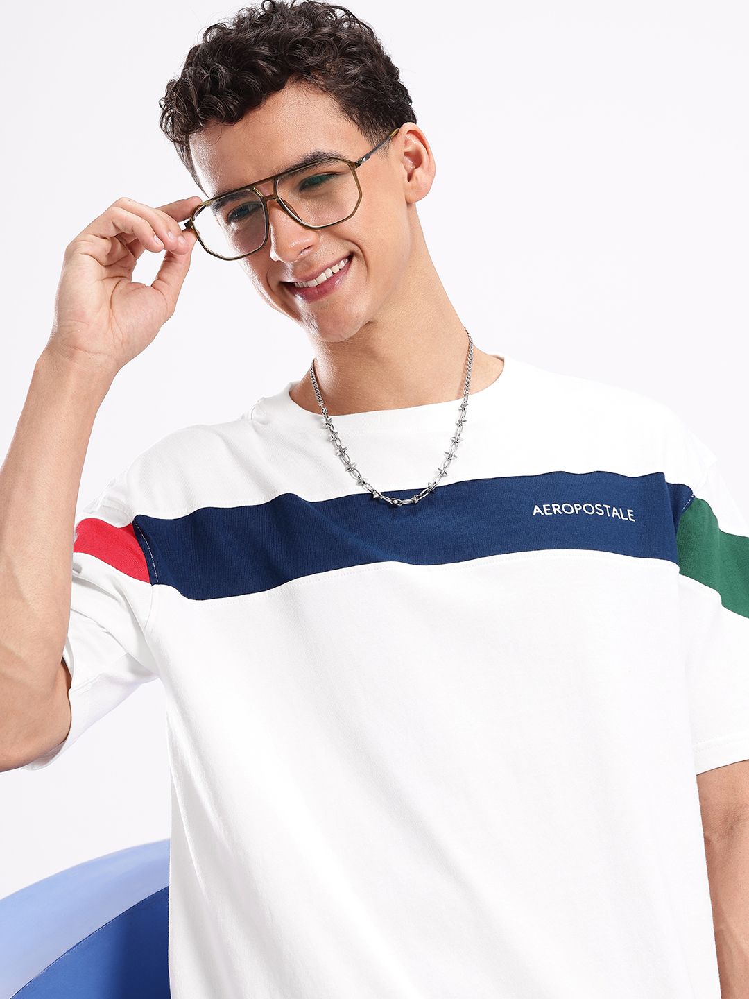Aeropostale Drop-Shoulder Sleeves Relaxed Fit Pure Cotton T-shirt