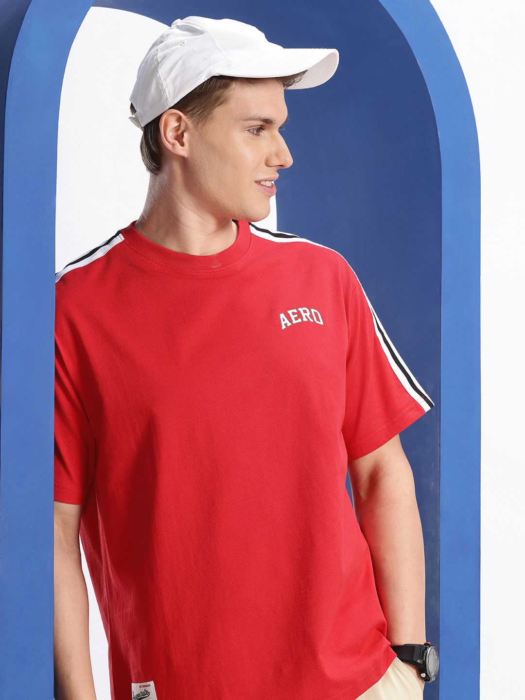 Aeropostale Drop-Shoulder Sleeves Pure Cotton Relaxed Fit T-shirt