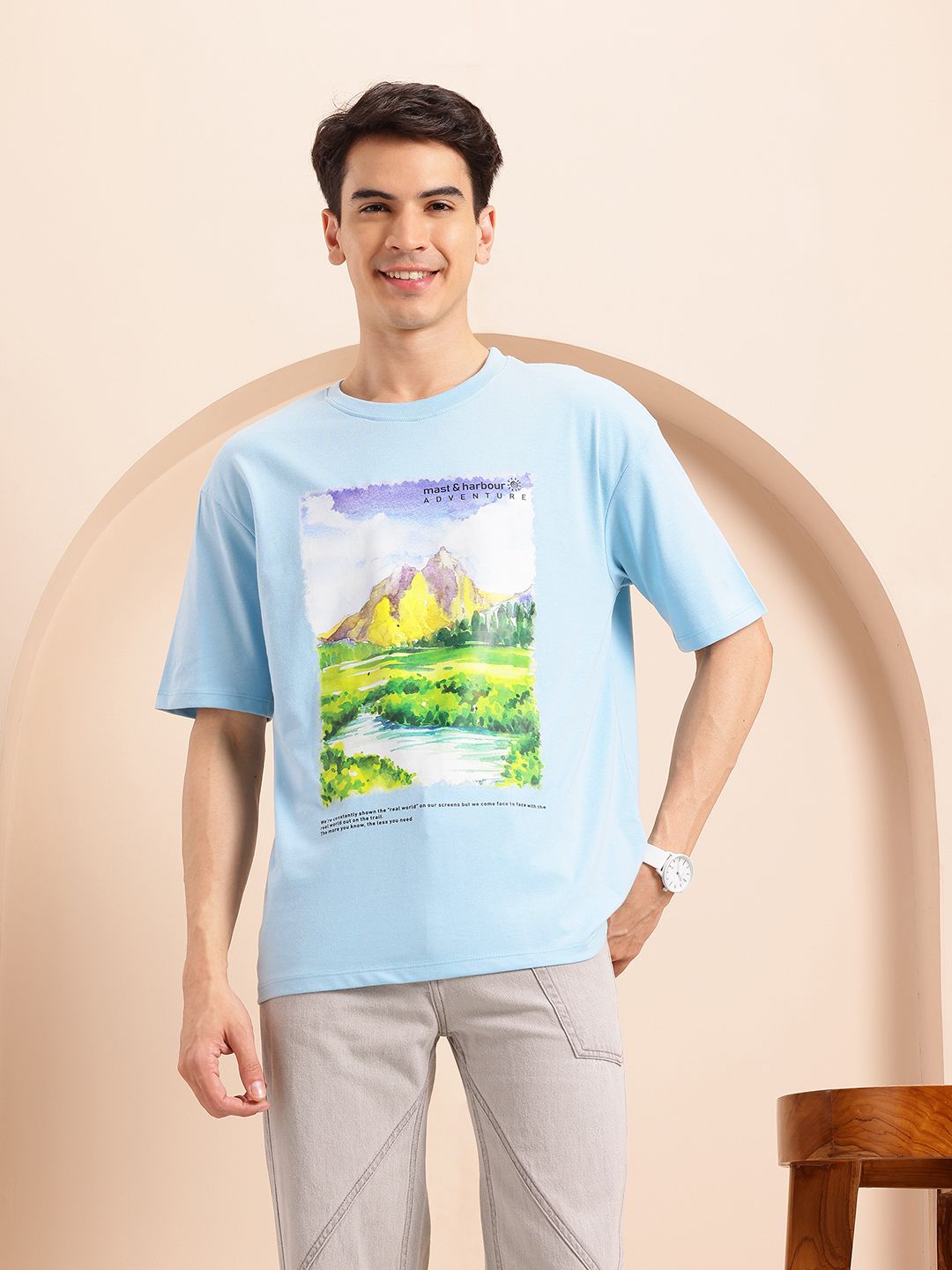 Mast & Harbour Men Printed Relaxed Fit T-shirt