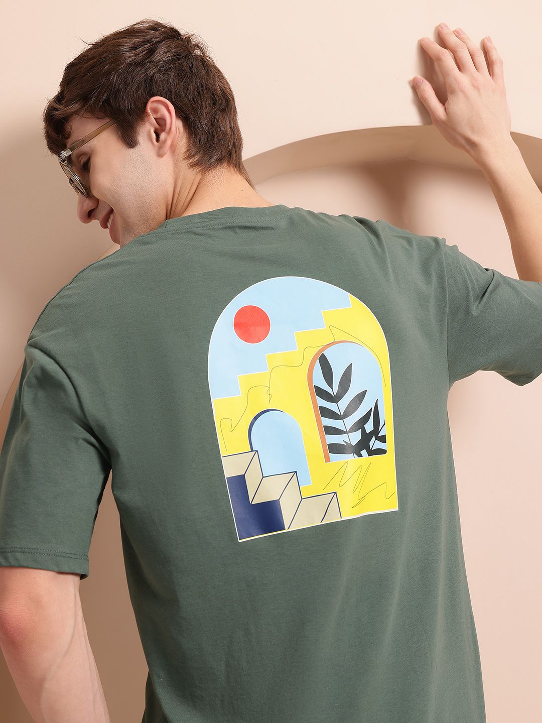 Mast & Harbour Graphic Printed Drop-Shoulder Sleeves Relaxed Fit T-shirt