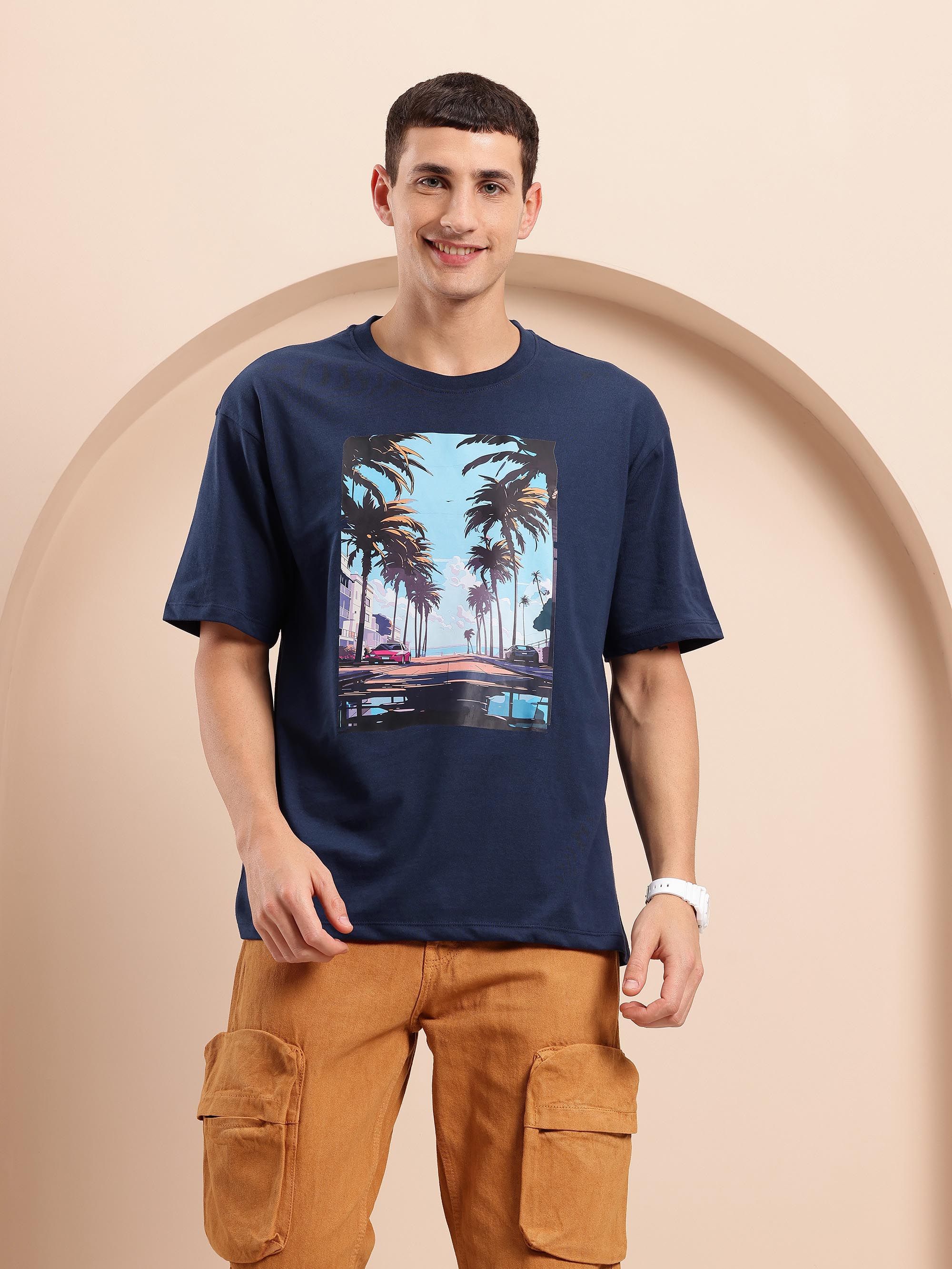 Mast & Harbour Men Printed Relaxed Fit T-shirt