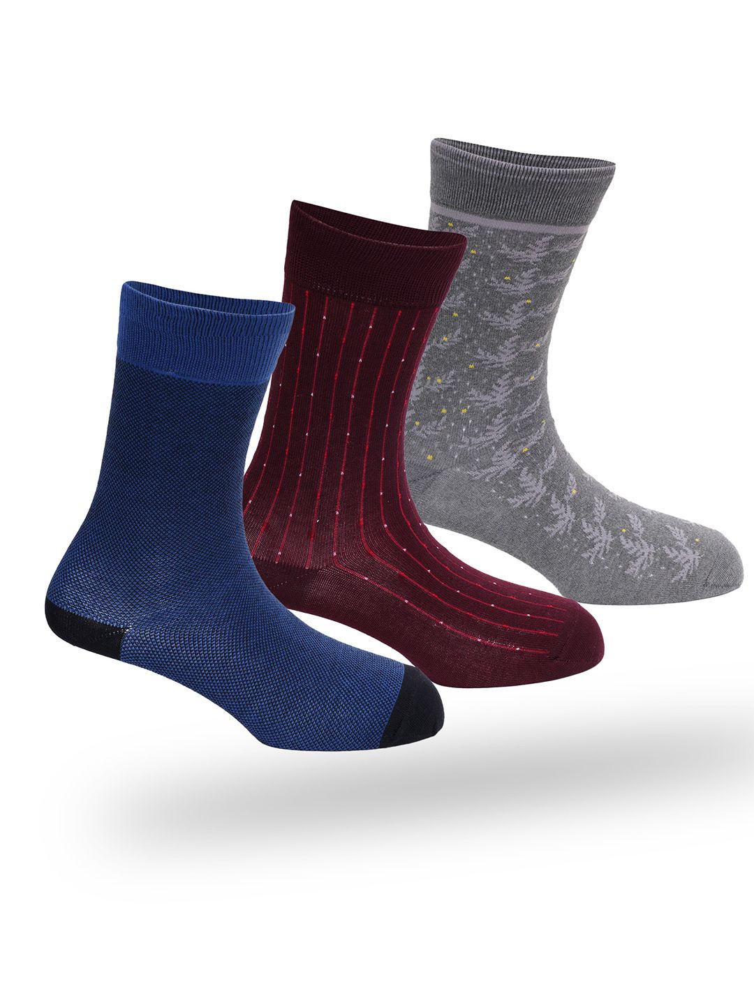 OXYZONE Men Pack Of 3 Patterned Above Ankle-Length Socks