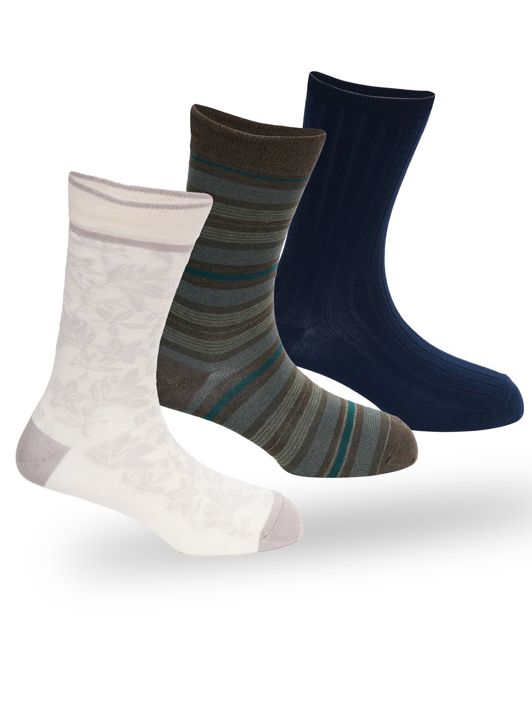 OXYZONE Men Pack Of 3 Patterned Calf-Length Socks