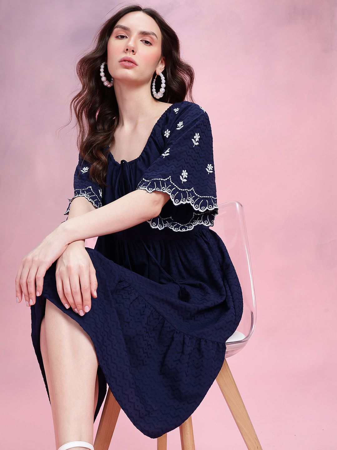 dressberry curve plus size floral embroidered tiered a-line dress reviews navy blue dress for baby girl Buy DressBerry Curve Plus Size Floral Embroidered A-Line Dress