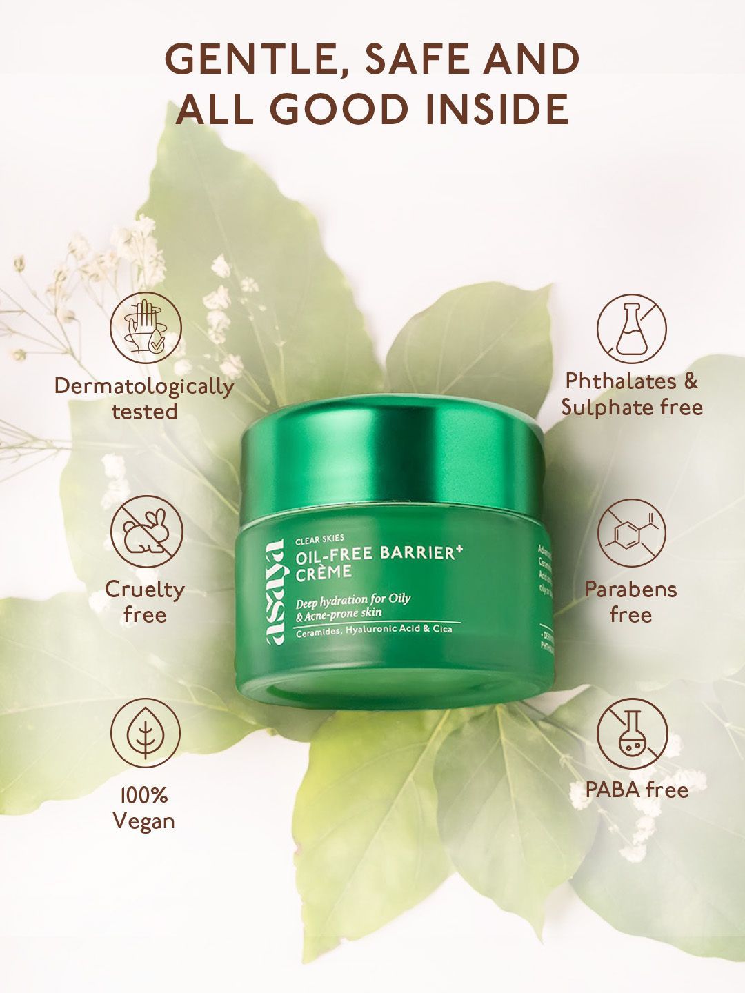 Buy Asaya Oil Free Barrier Cream With Hyaluronic Acid & Cica - 50g