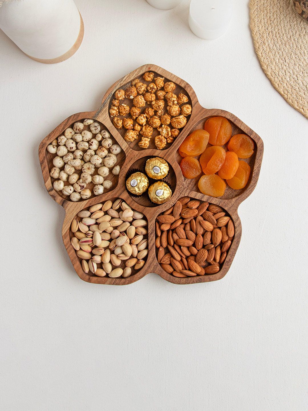 Aurum Crafts Brown Acacia Wooden Serving Tray