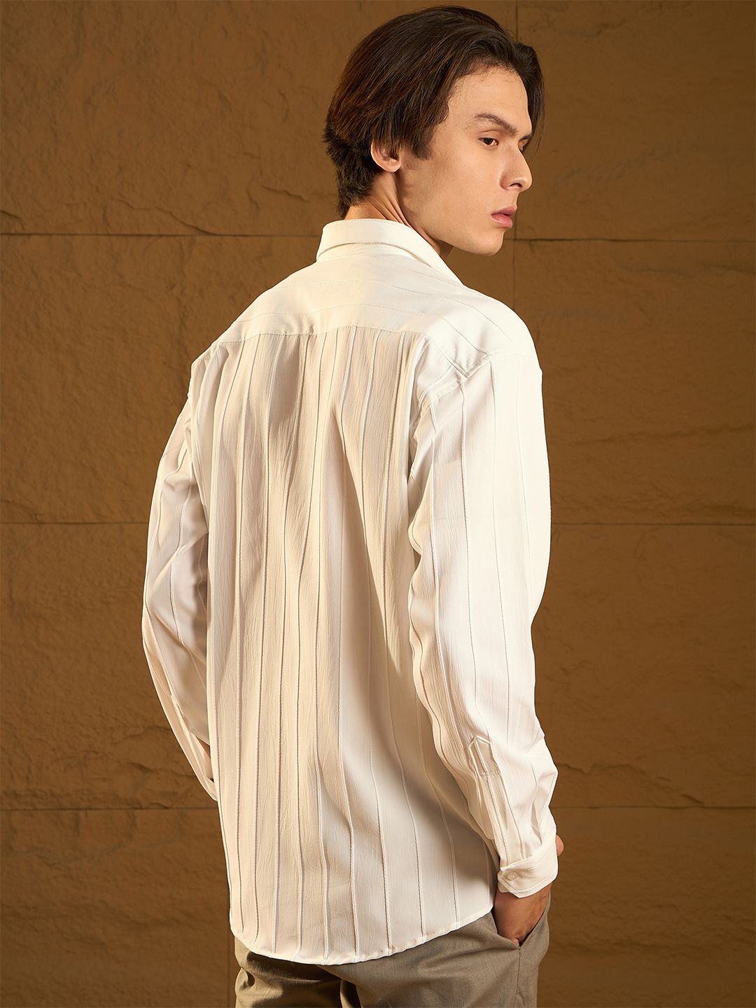 Buy DENNISON Men Drop Shoulder Oversized Vertical Striped Casual