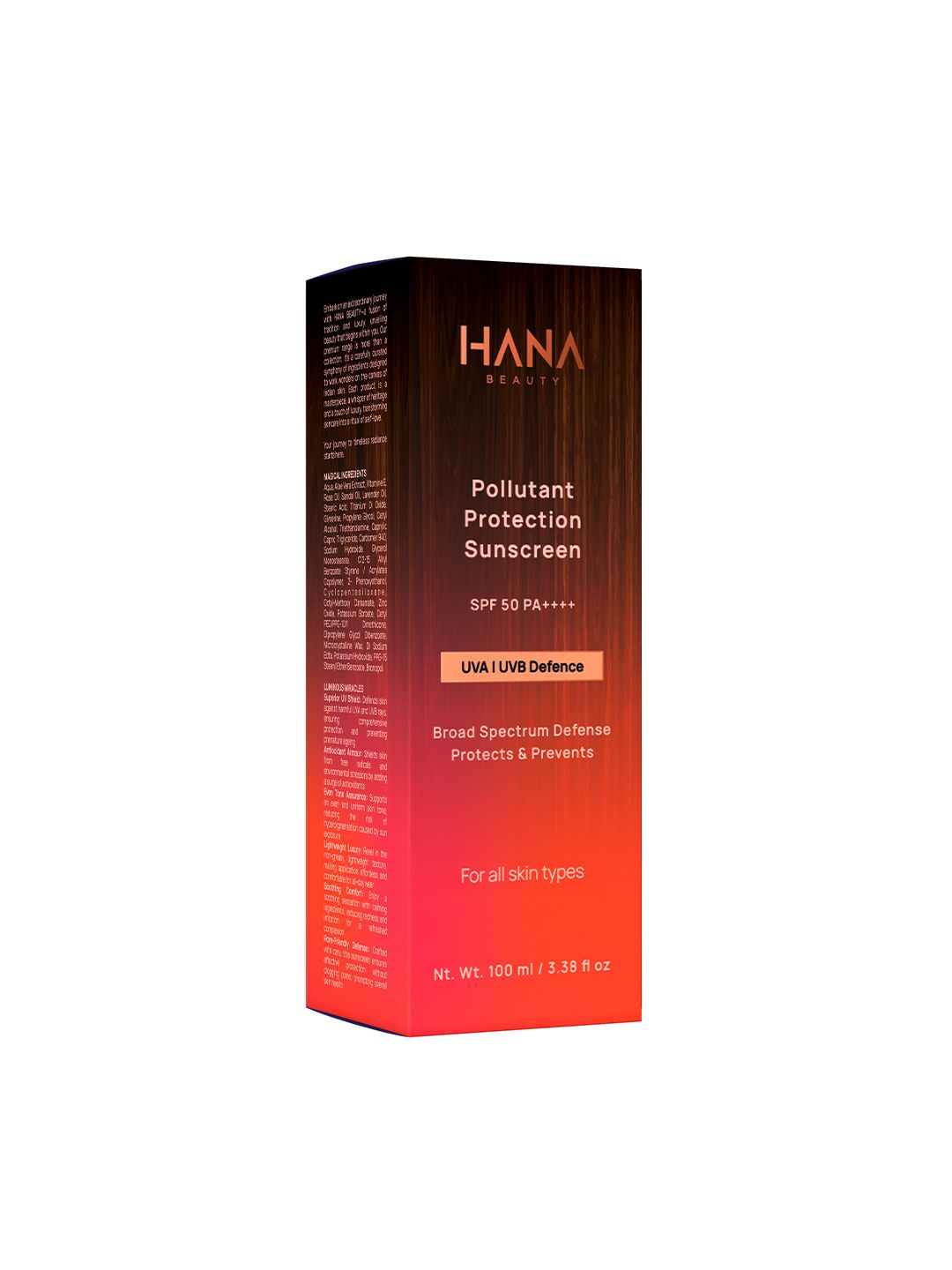 Hana Beauty SPF 50 Pollutant Protection Sunscreen - 100ml