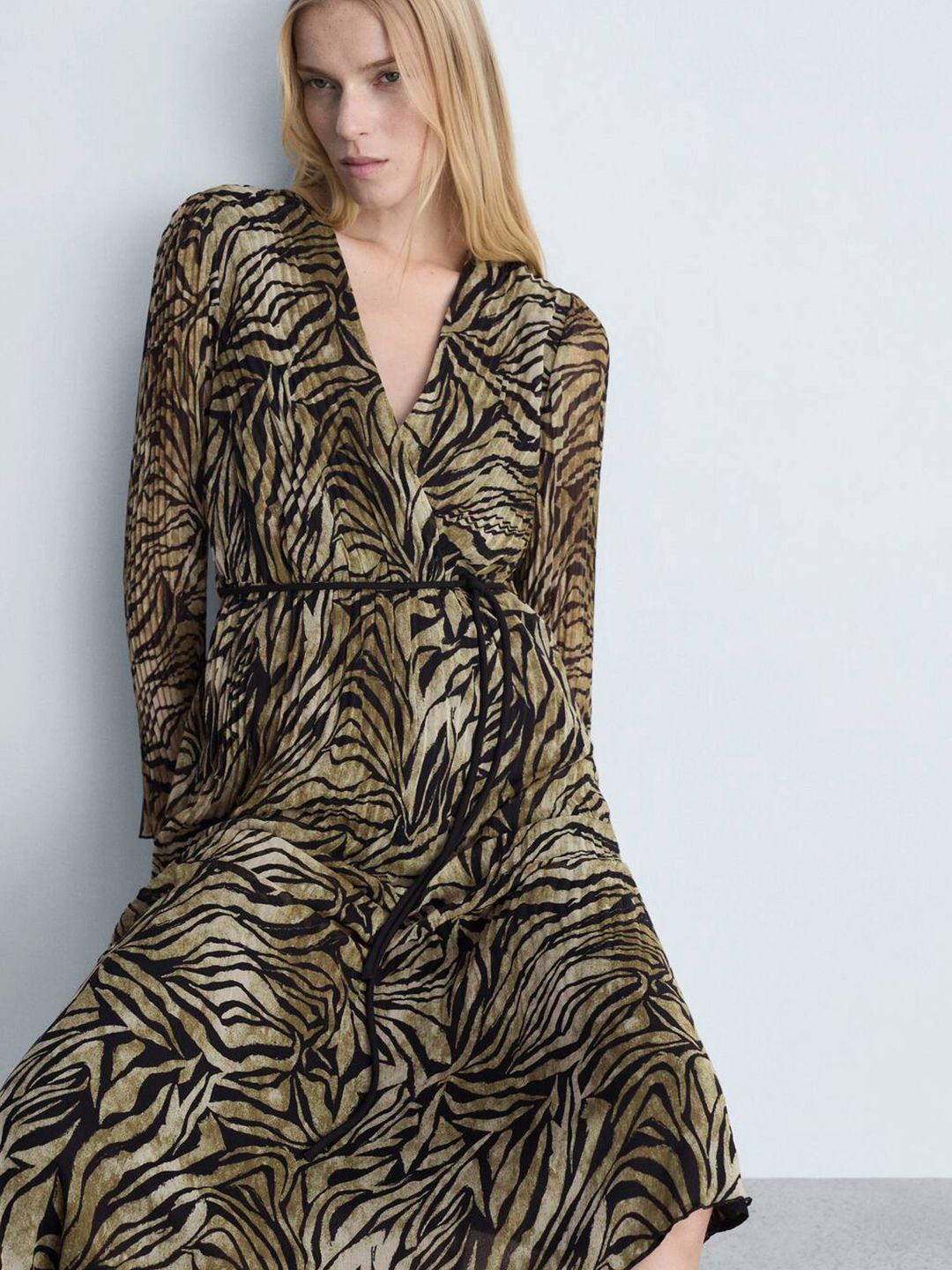mango pleated wrap dress Pleated wrap dress