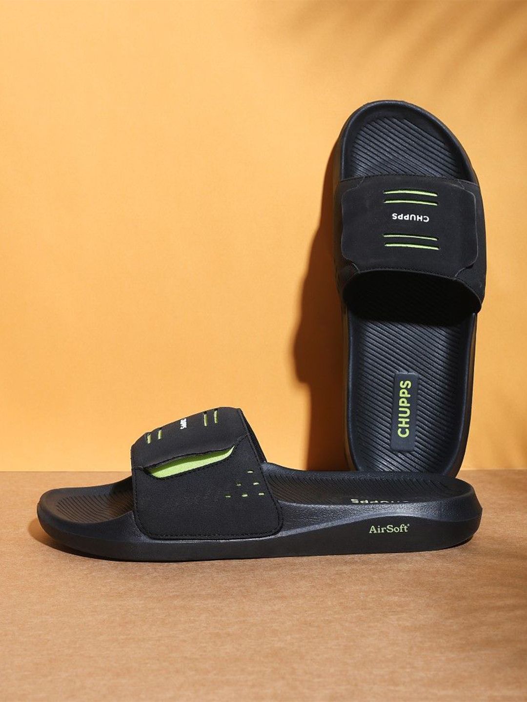 CHUPPS Men Black Ortho Comfort Everyday Wear Flip Flops