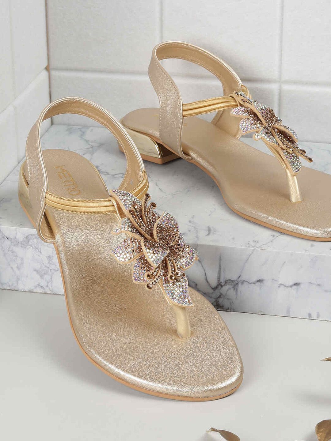 Metro Women Embellished Block Heels Sandals