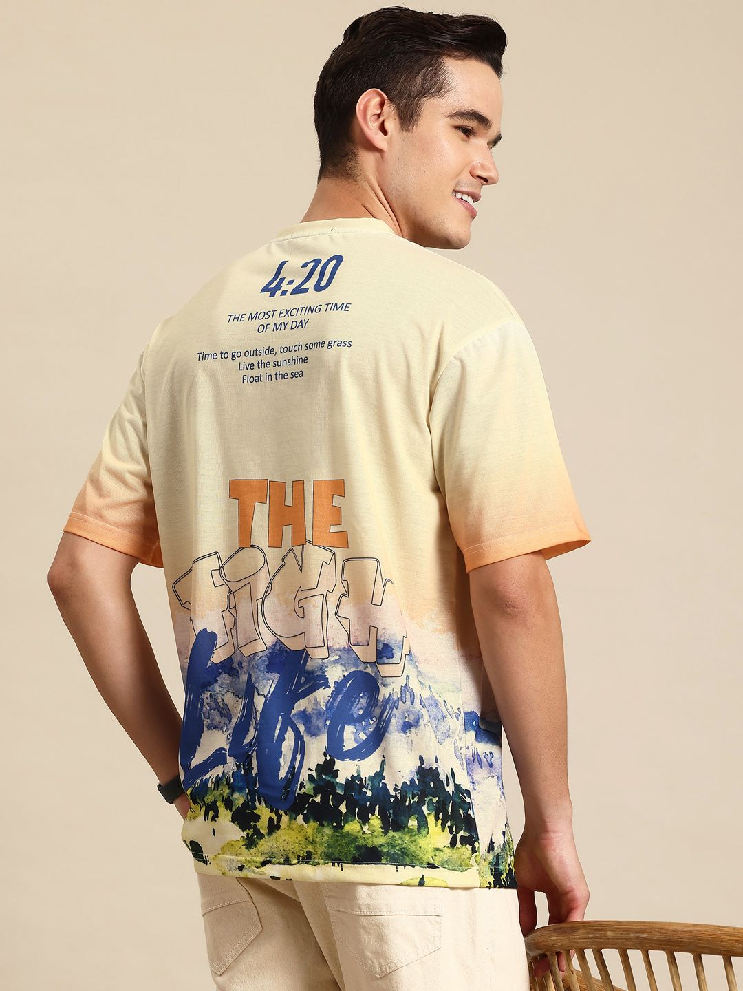 Mast & Harbour Printed Drop-Shoulder Sleeves T-shirt