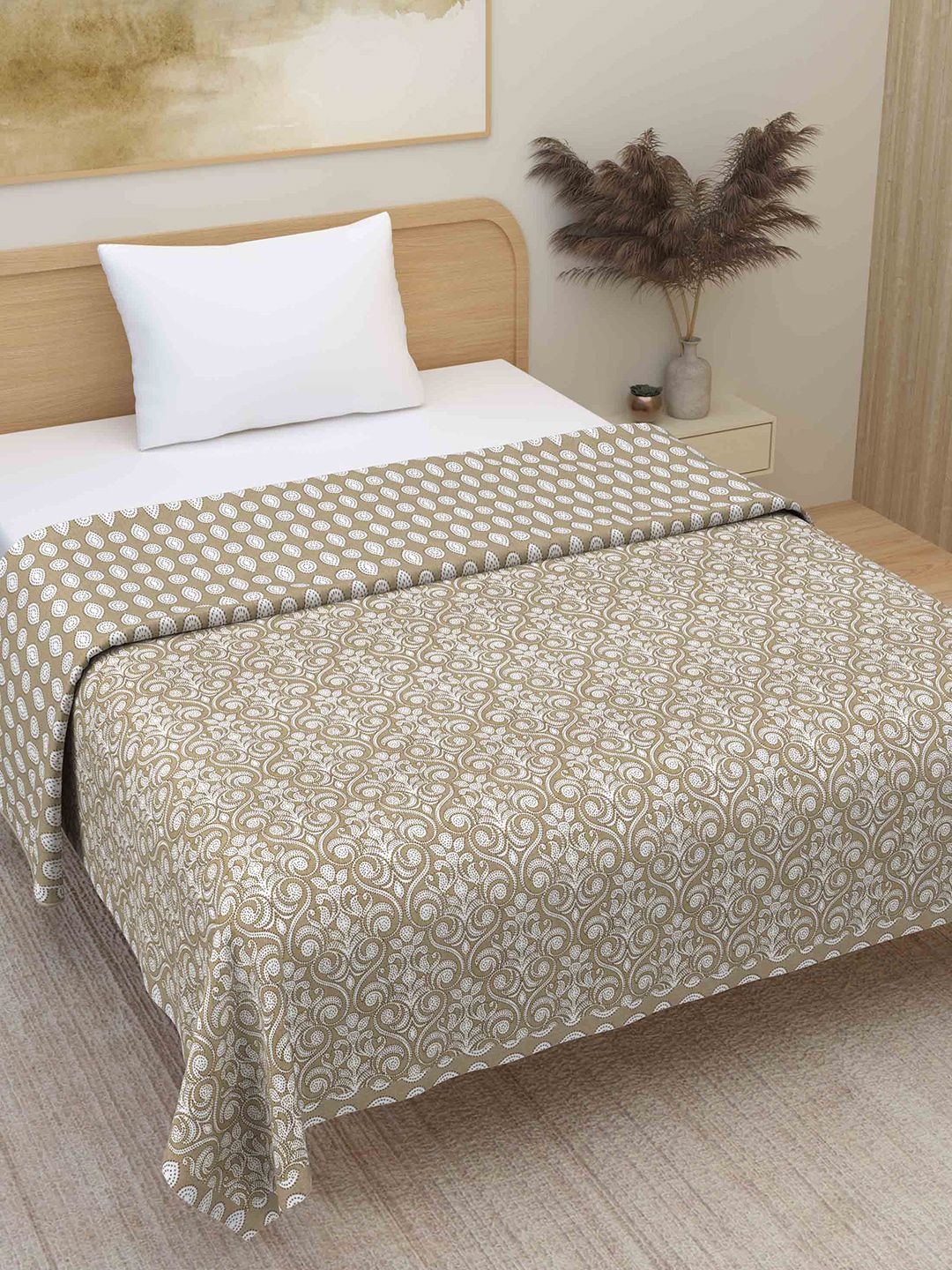 Plarsh Comfort Premium Soft Flannel Brown Printed Pure Cotton Reversible Single Bed Dohar