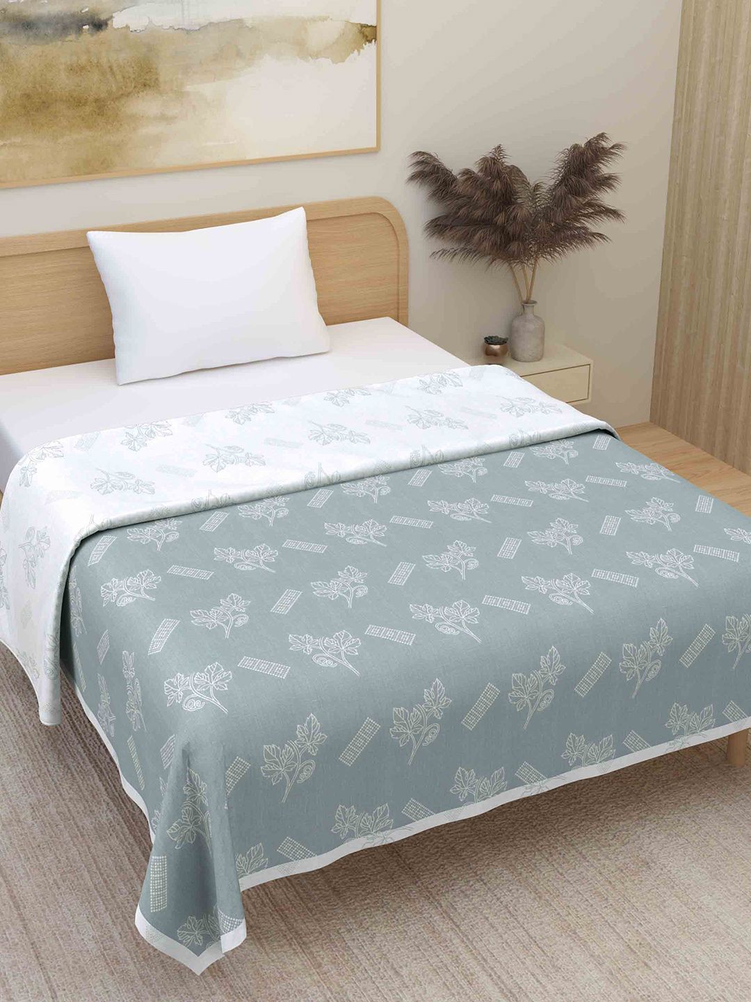 Plarsh Comfort Premium Soft Flannel Grey Pure Cotton Reversible Single Bed Dohar