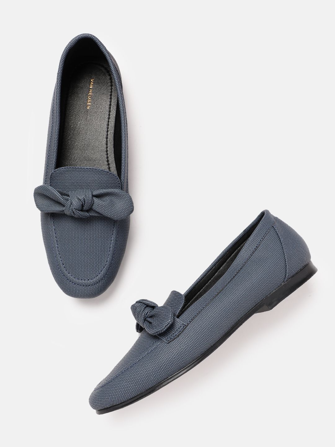 Van Heusen Van Heusen Women Textured Loafers with Bow Detail