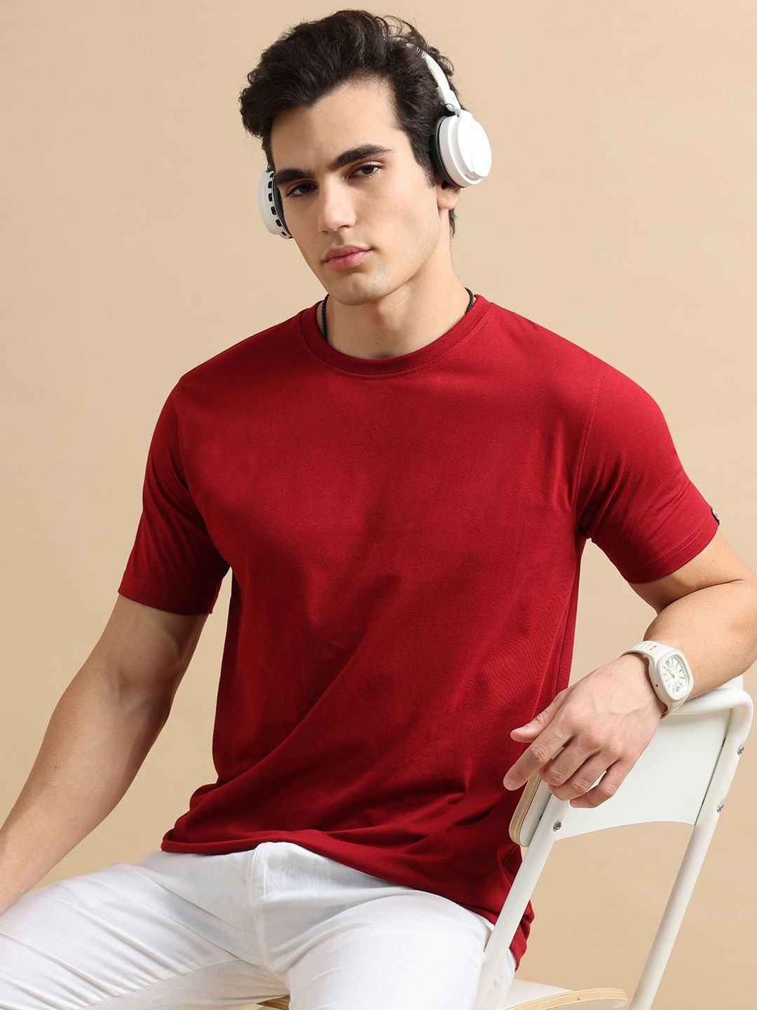 Bushirt Men Round Neck Cotton Lounge Tshirts