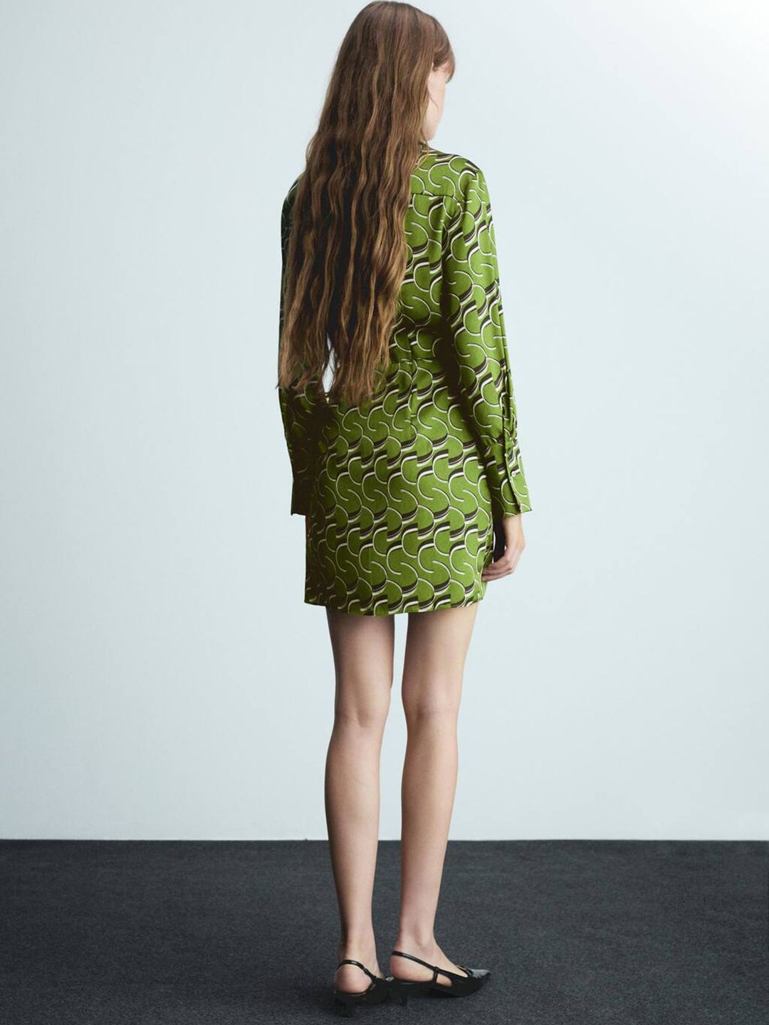 Printed Satin-Finish Wrap Dress