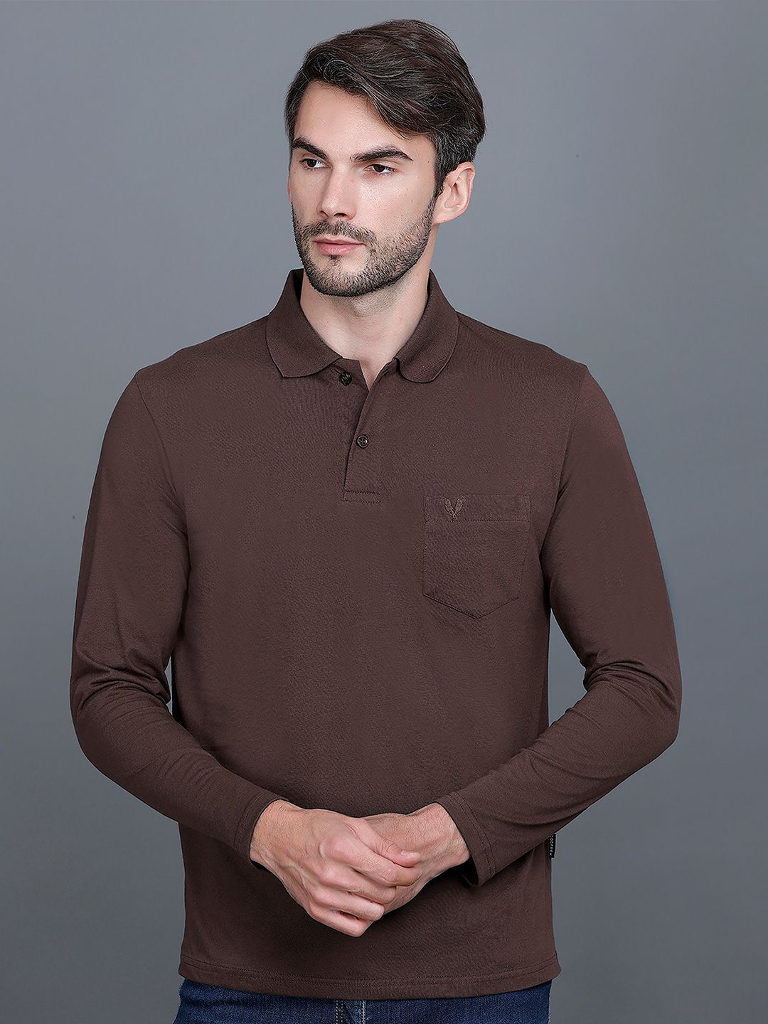 GODFREY Men Solid Polo Collar Cotton T-shirt