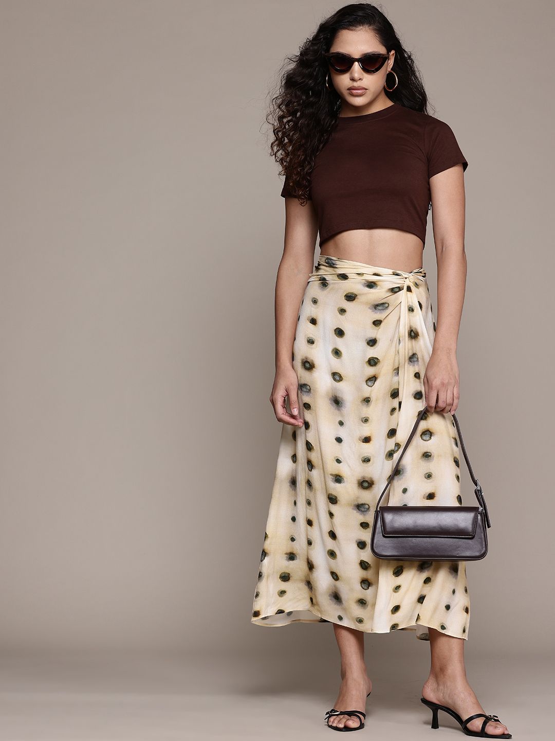 Printed Twisted Midi Skirt
