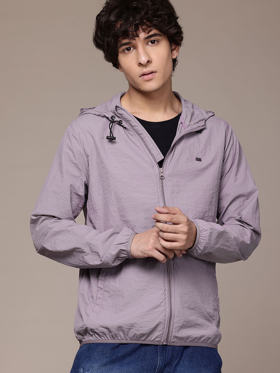 The Roadster Lifestyle Co. Mock Collar Hooded Tailored Jacket