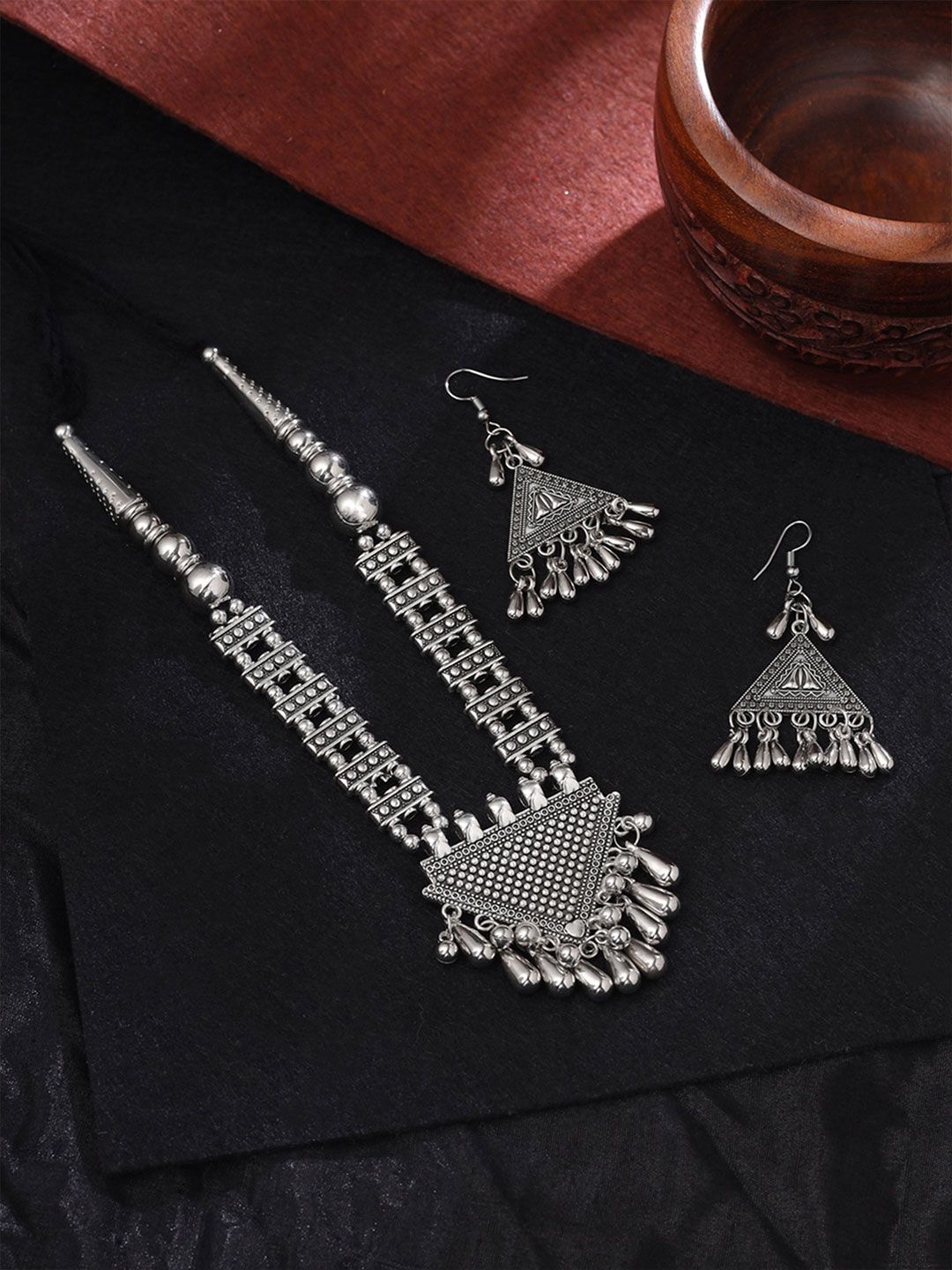 Yellow Chimes Silver-Plated Jewellery Set