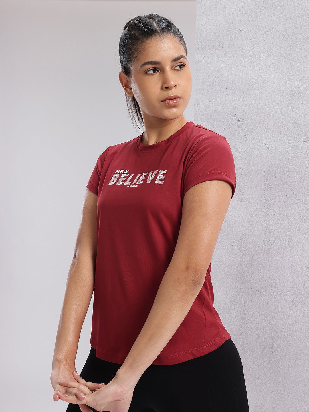 HRX by Hrithik Roshan HRX by Hrithik Roshan Twin Collection Typography Printed Rapid-Dry Training T-shirt