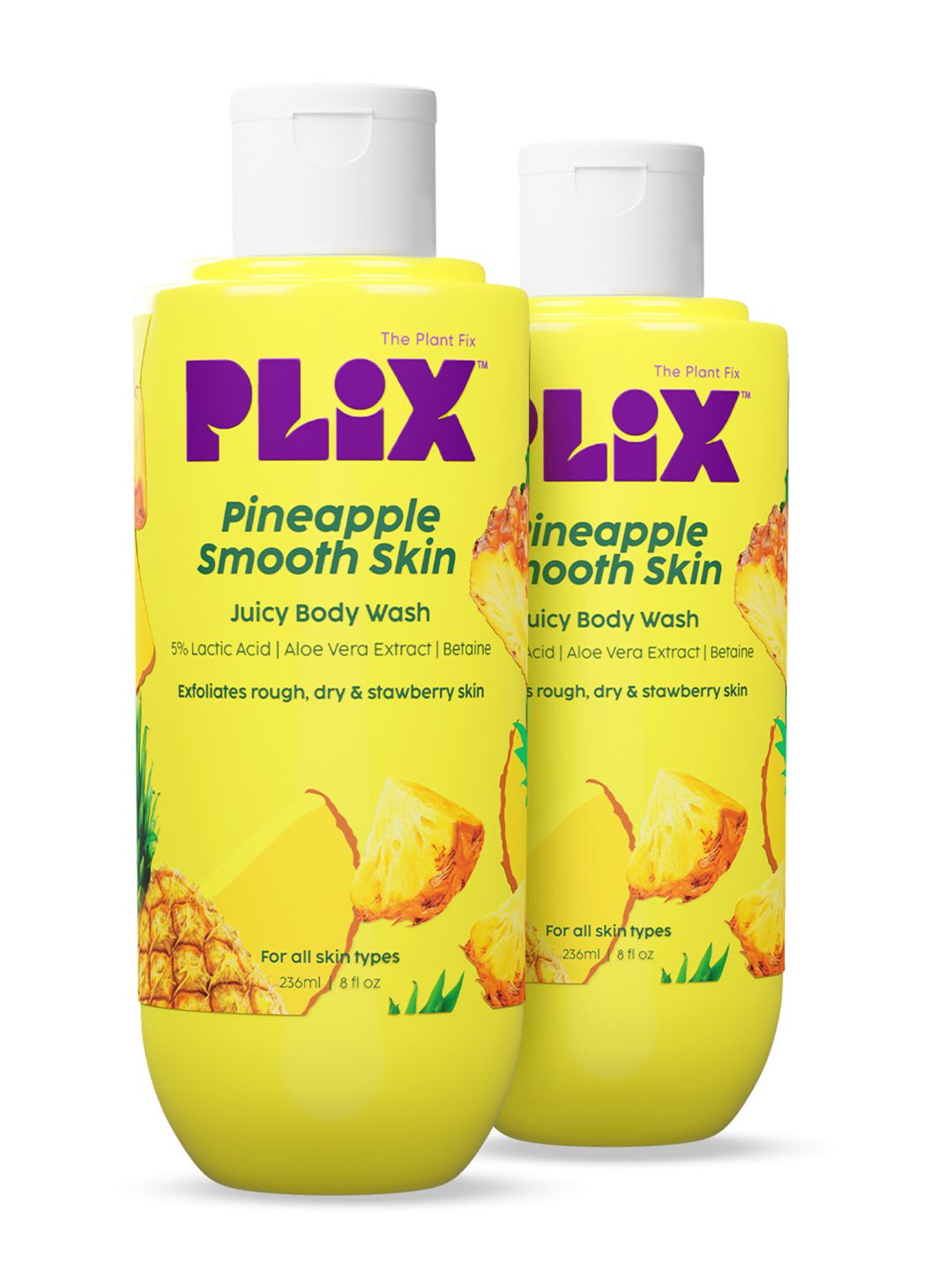 PLIX THE PLANT FIX Set of 2 Pineapple Smooth Skin Exfoliating Body Wash - 236 ml each deal from myntra PLIX THE PLANT FIX Set of 2 Pineapple Smooth Skin Exfoliating Body Wash - 236 ml each deal from myntra