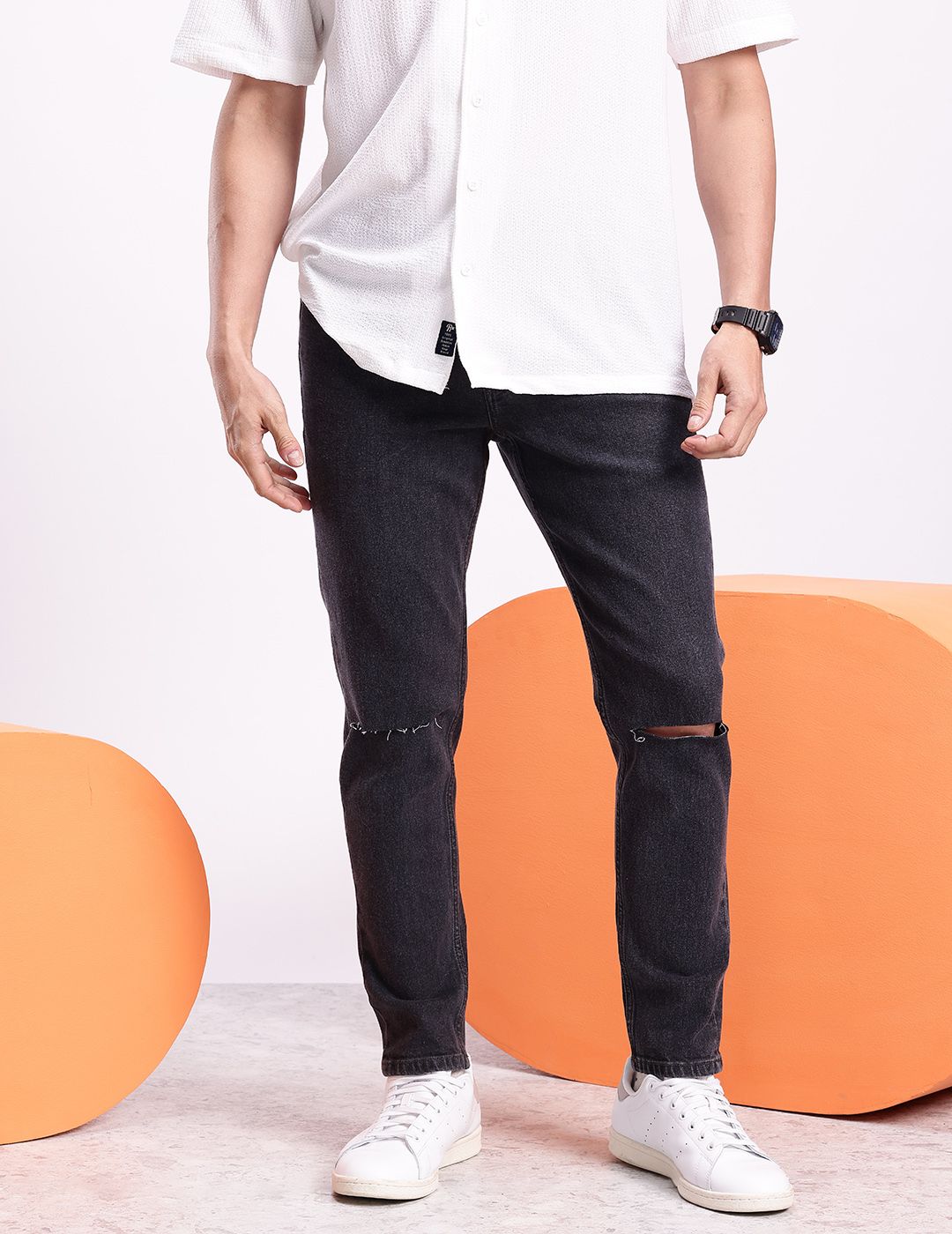 Aeropostale Men Carrot Slash Knee Light Fade Stretchable Jeans