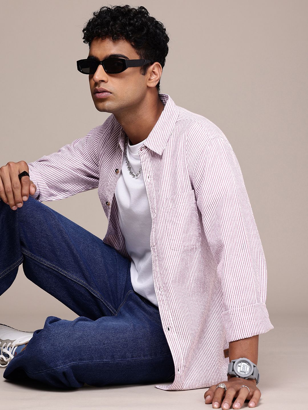 The Roadster Lifestyle Co. Men Striped Pure Cotton Casual Shirt