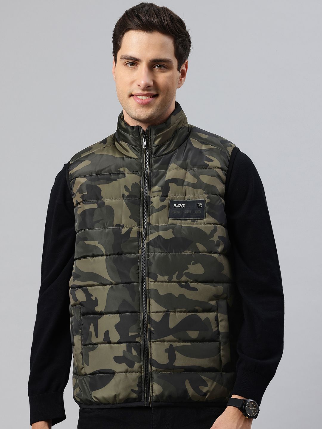 Pierre Carlo Men Camouflage Gilet Jacket