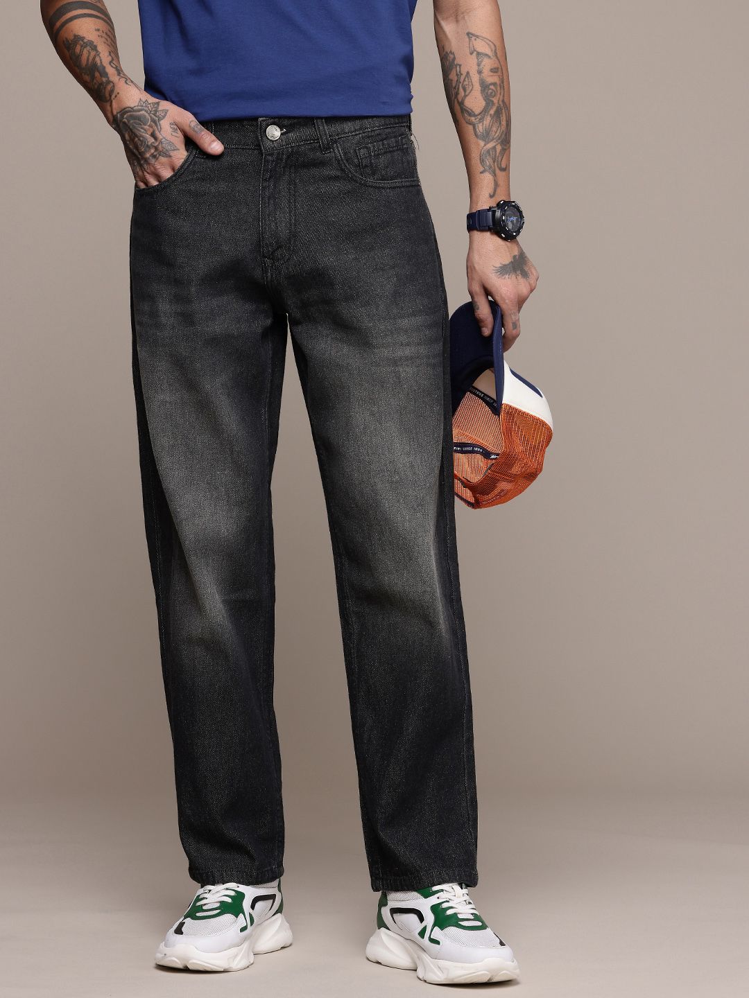 WROGN Men Cotton Loose Fit Heavy Fade Jeans