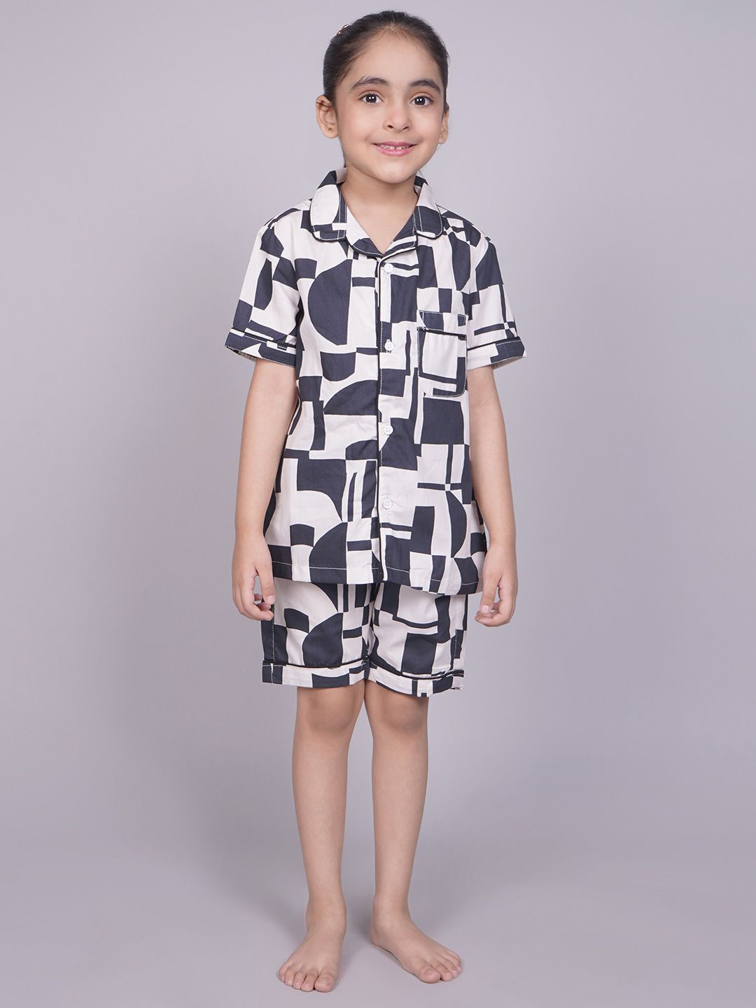 Biglilpeople  Unisex Kids Abstract Printed Pure Cotton Night suit