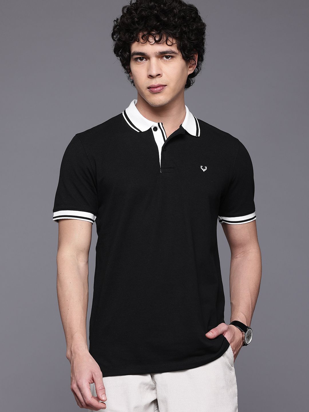 Allen Solly Contrast Polo Collar Monochrome T-shirt