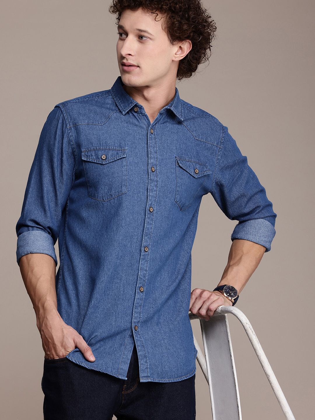 French Connection Premium Slim Fit Casual Denim Shirt