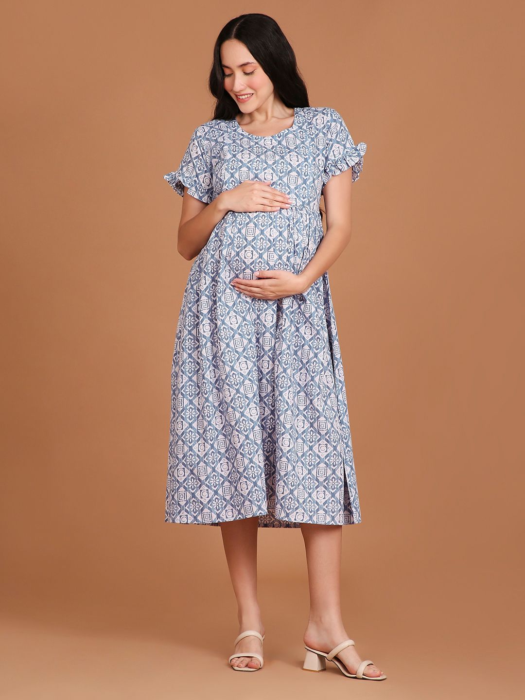 Buy NIGHTSPREE Ethnic Motifs Print Maternity Fit & Flare Dress - Dresses  for Women 31359064 | Myntra