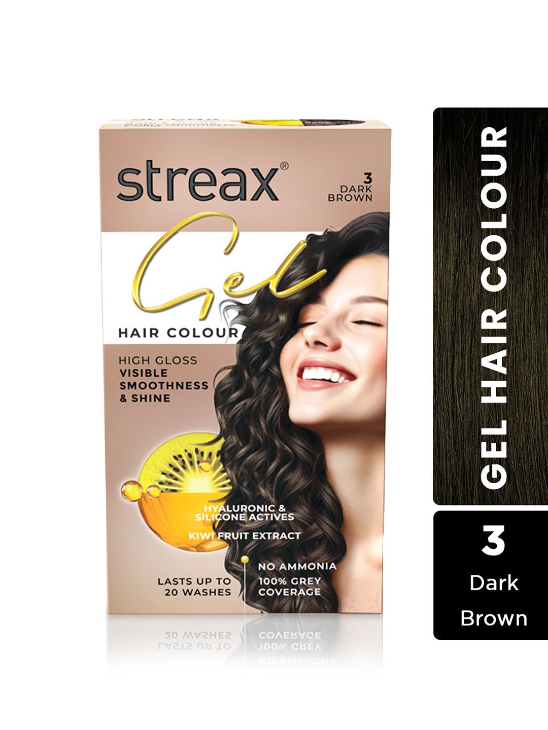 Streax 100% Grey Coverage Long Lasting Gel Hair Colour 150ml - Dark Brown 3