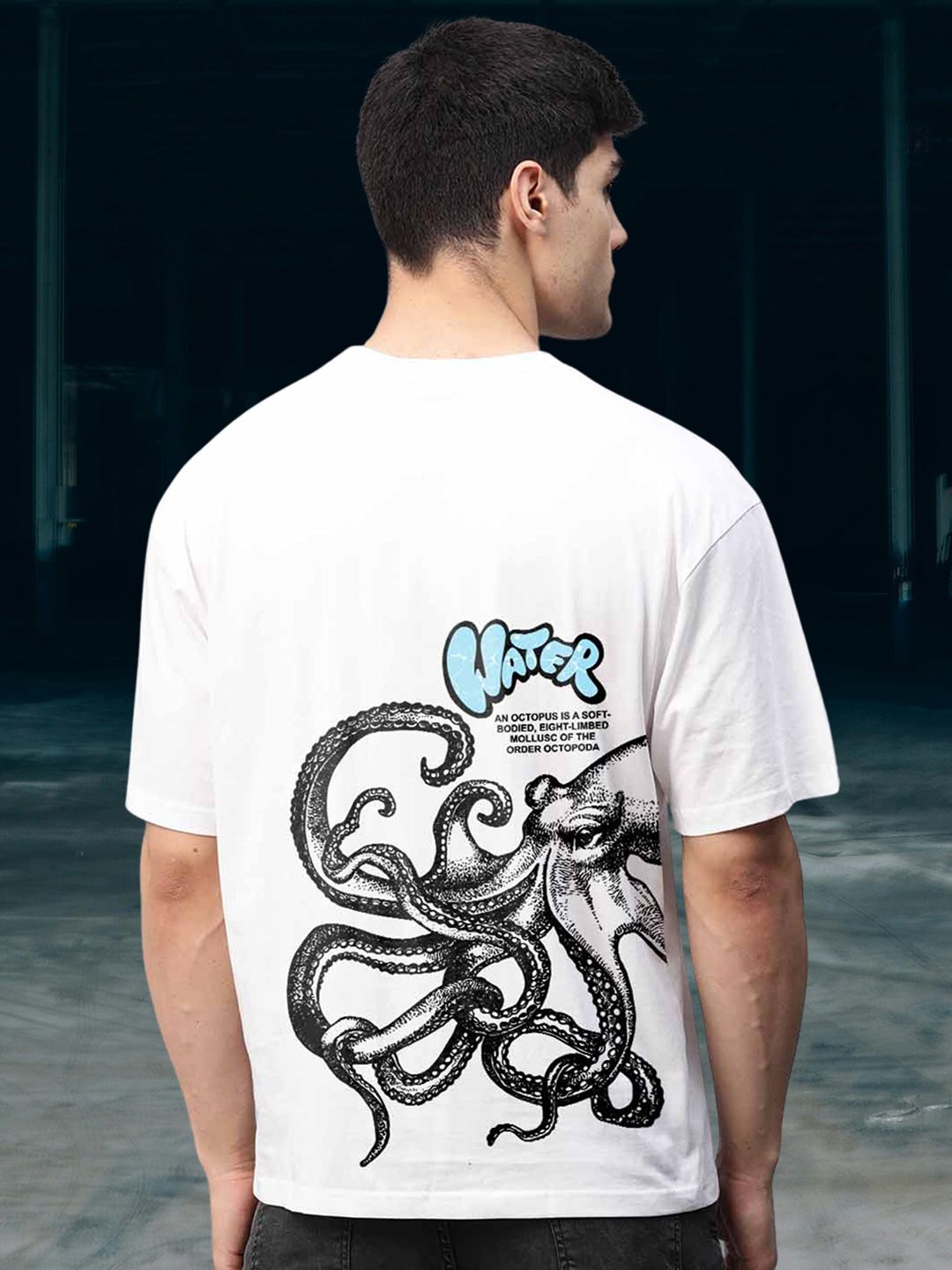 PRONK Men Graphic Printed Round Neck Cotton Oversized T-shirt