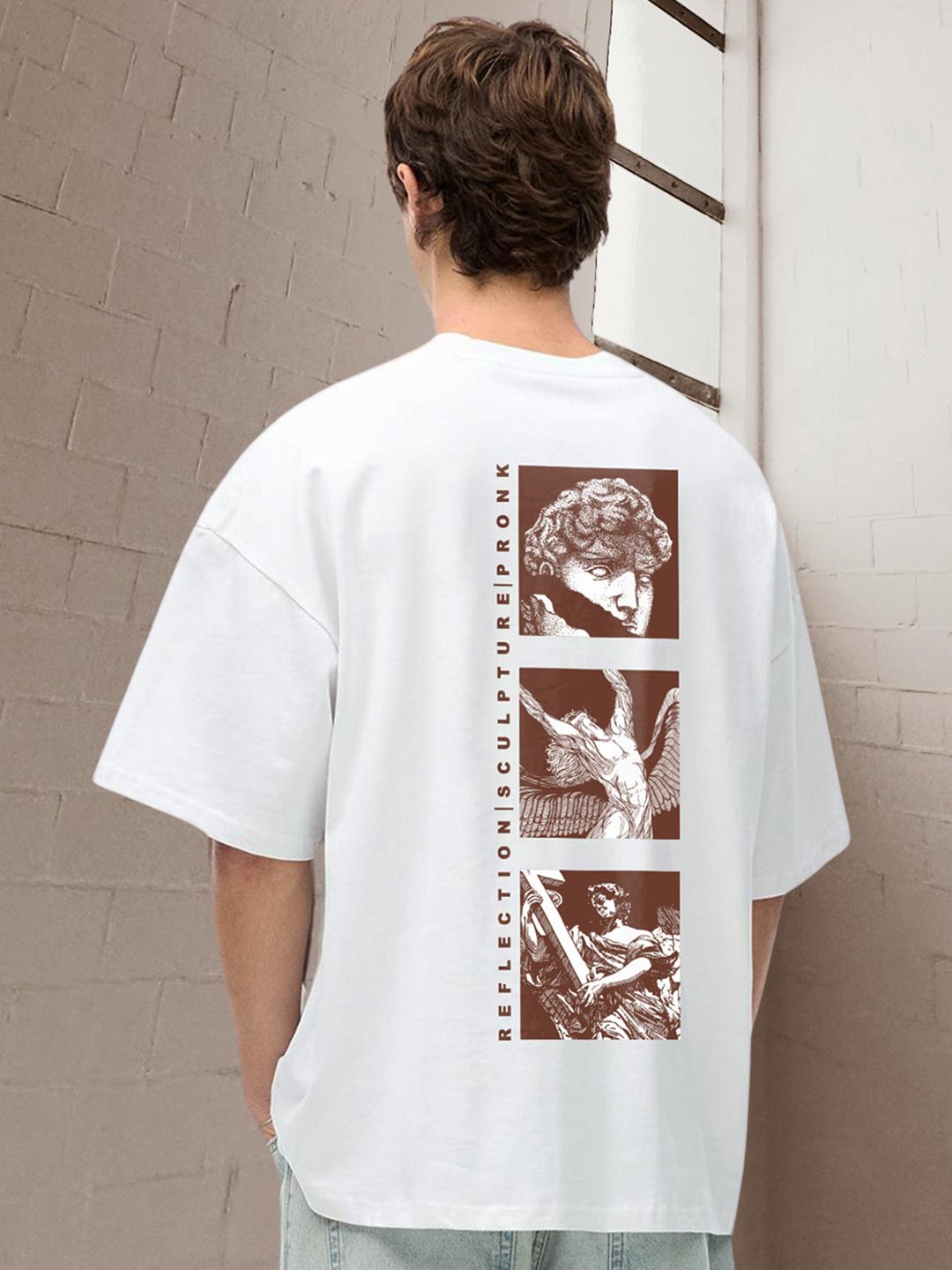 PRONK Men Graphic Printed Round Neck Cotton Oversized T-shirt