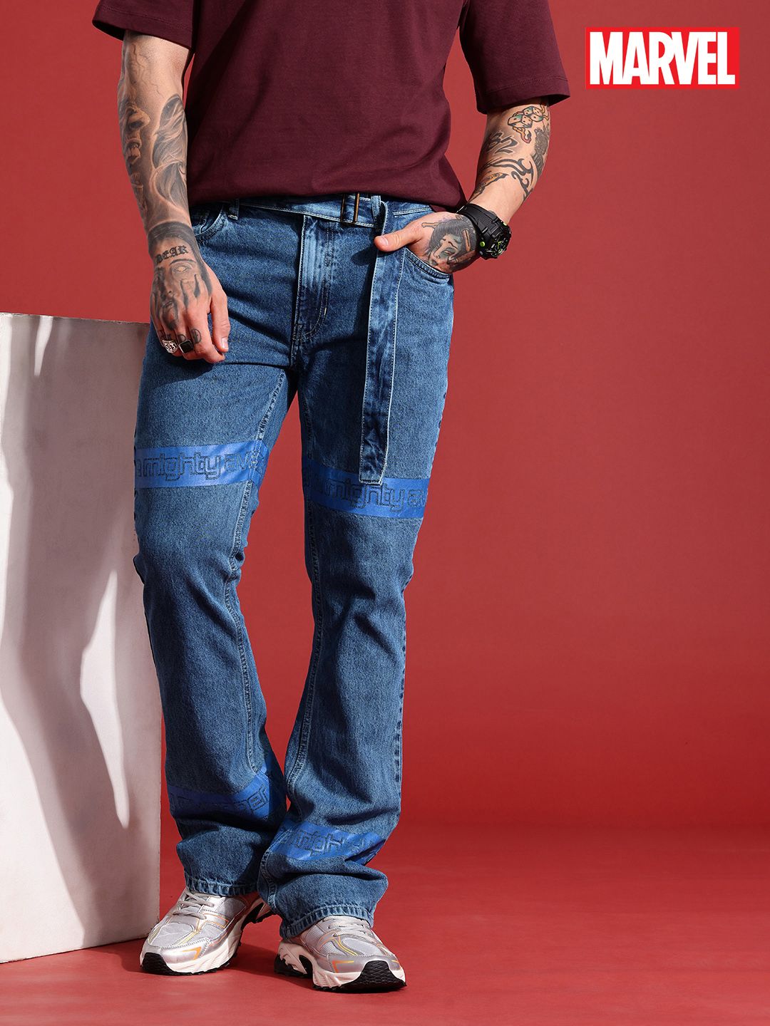 MARVEL STREET Men Regular Fit Mid-Rise Pure Cotton Heavy Fade Jeans